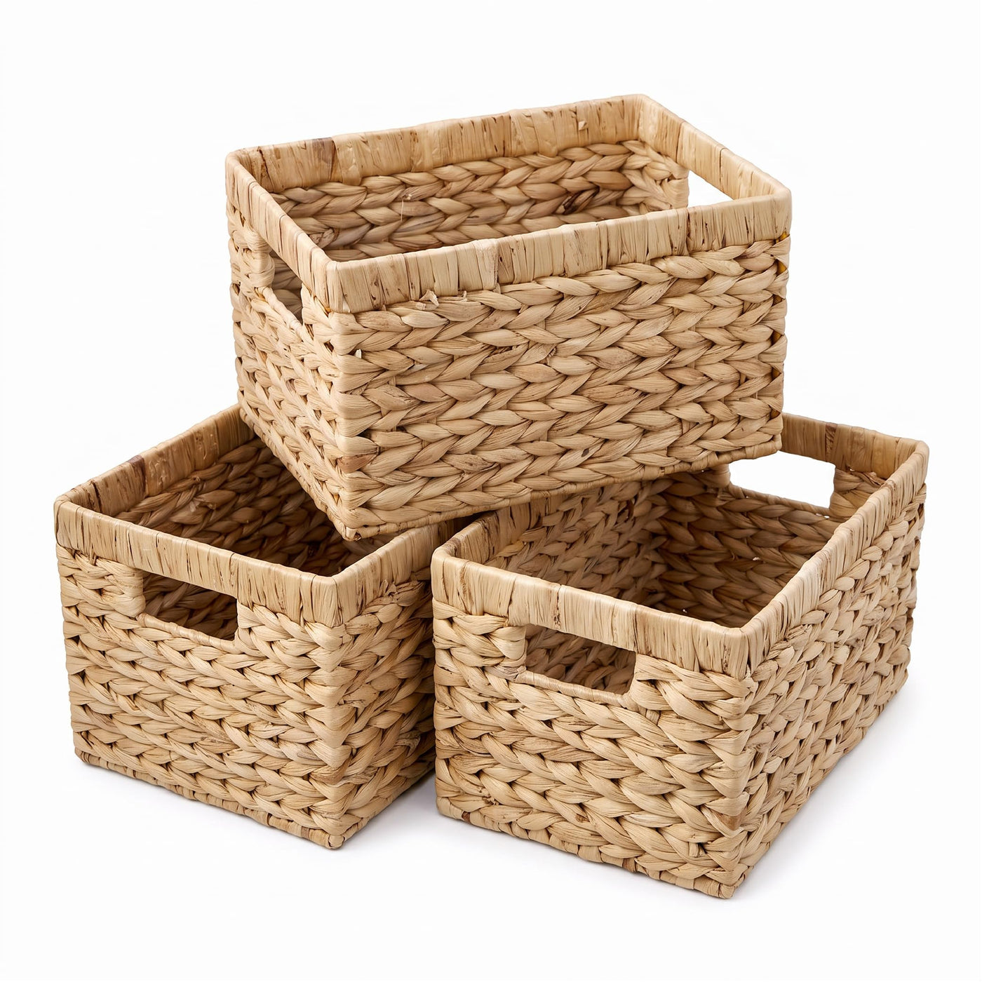 XINGNEST 3-Pack Water Hyacinth Storage Baskets