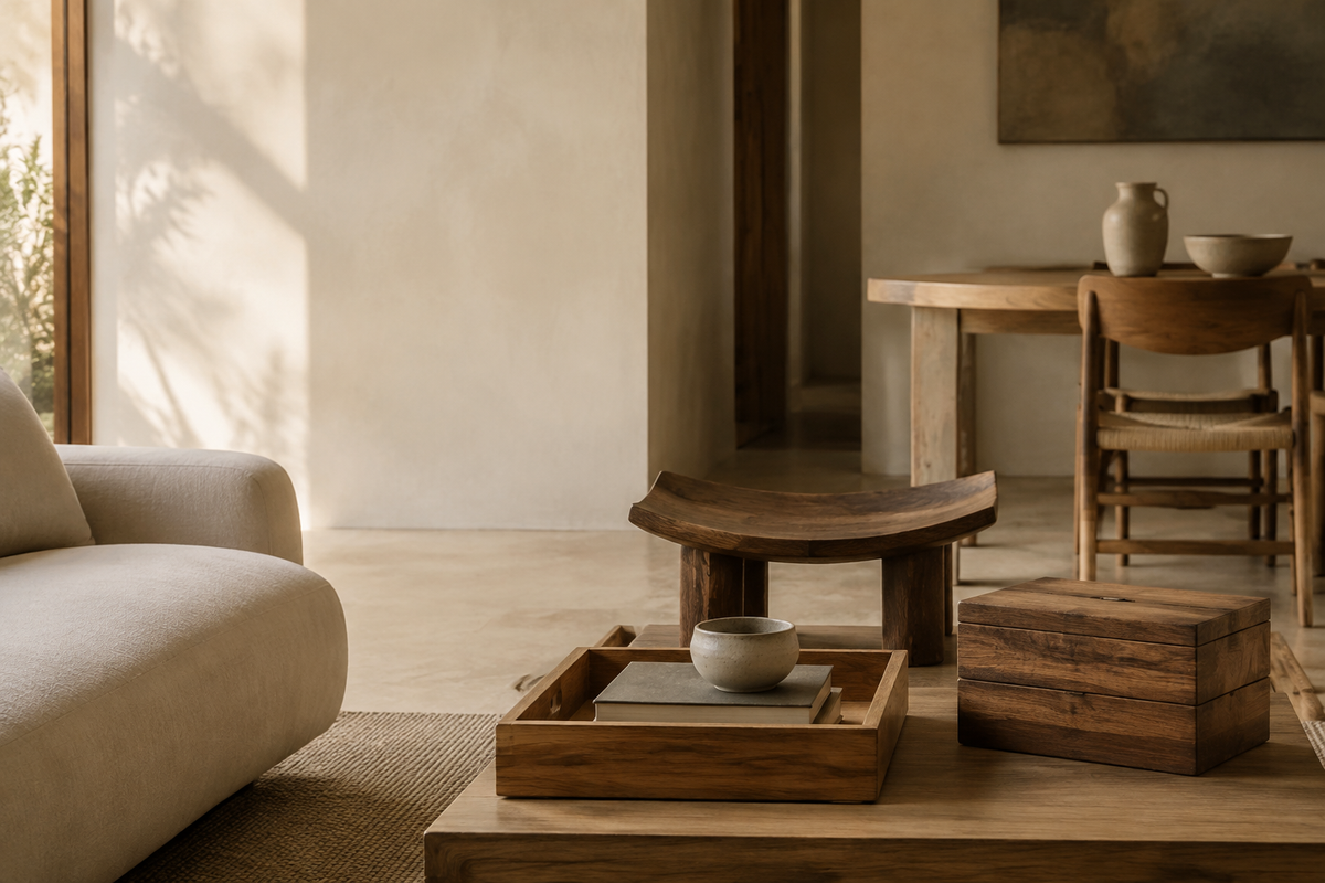 Grove natural wood collection in a warm modern home
